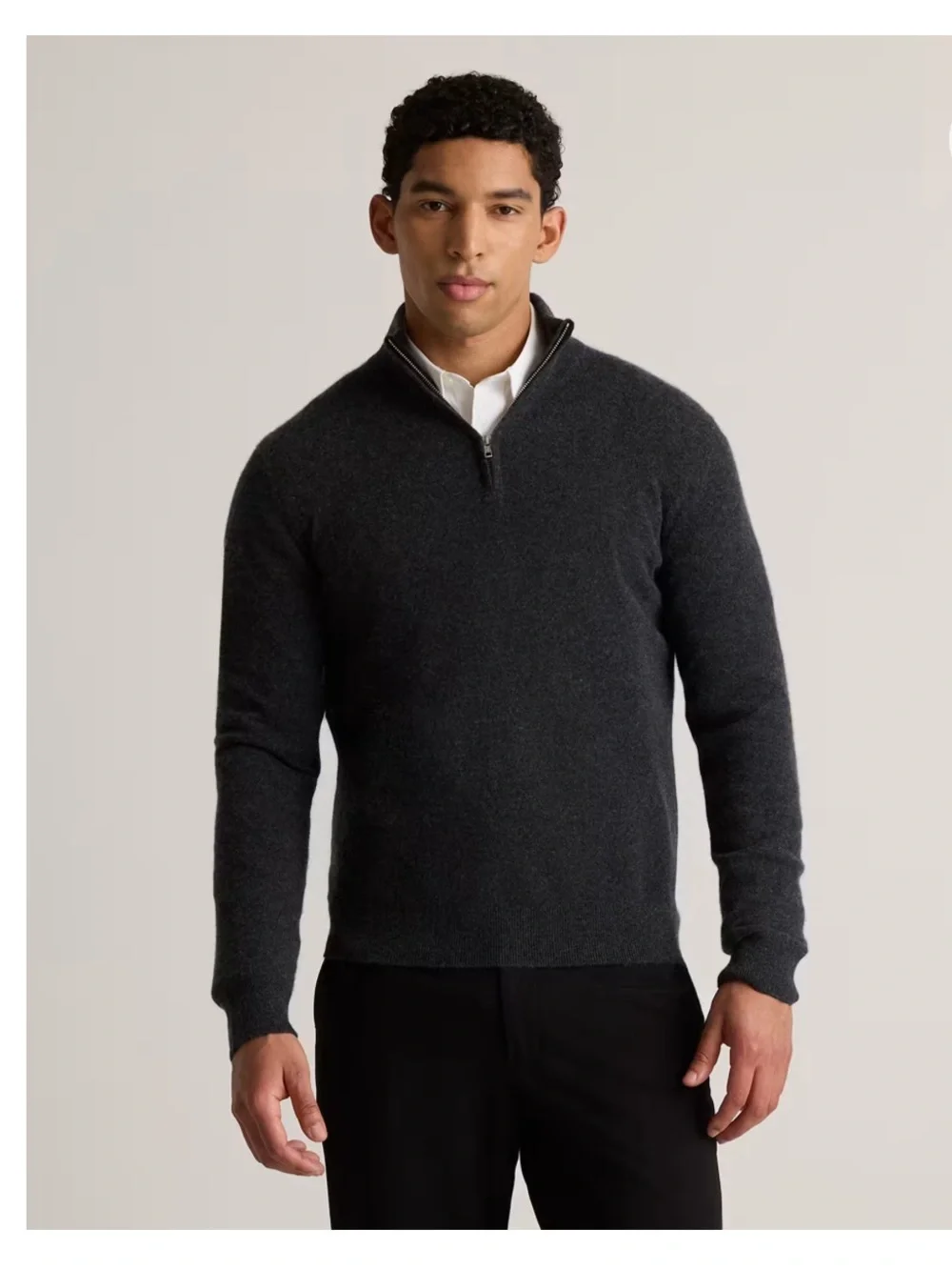 Quince Mongolian Cashmere Quarter Zip Sweater In Charcoal Size Large
